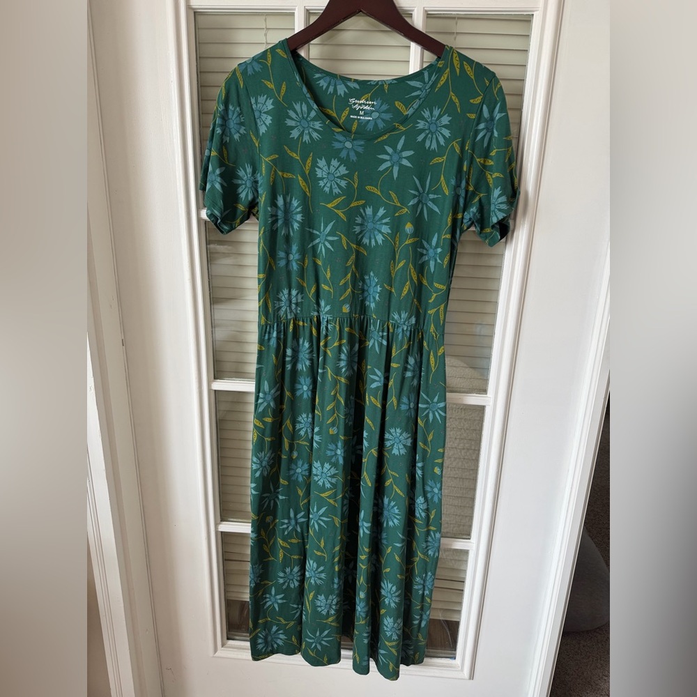 Gudrun Sjoden Dress Isolde Green Floral Jersey Dress Size M